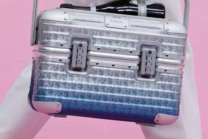 DIOR And Rimowa Carry-on Luggage Gradient Blue Dior Oblique Aluminum - Men
