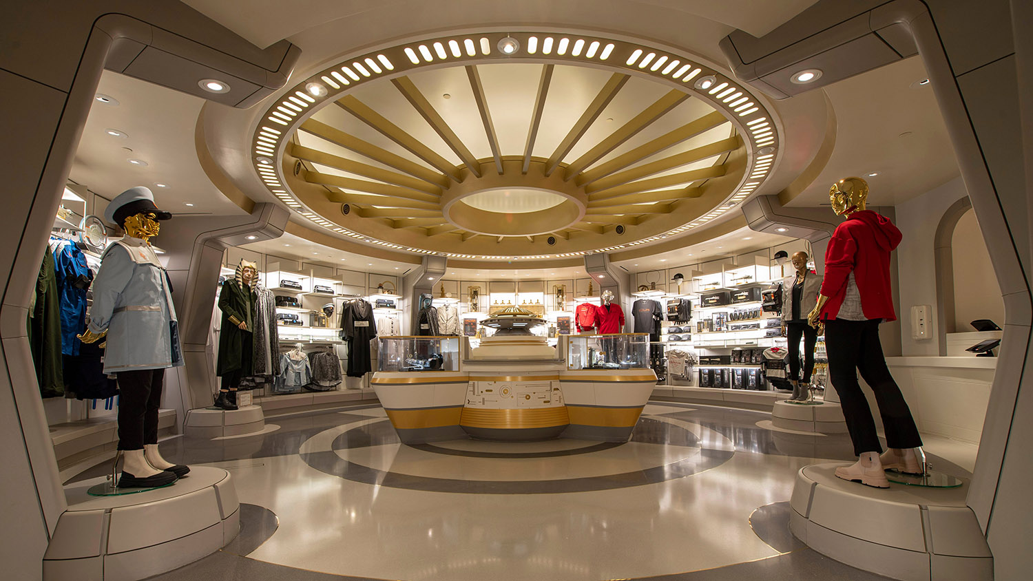 The Chandrila Collection is a boutique off the Atrium of the Halcyon starcruiser where passengers can dress in galactic fashion as part of their stay at Star Wars: Galactic Starcruiser at Walt Disney World Resort in Lake Buena Vista, Fla. ()